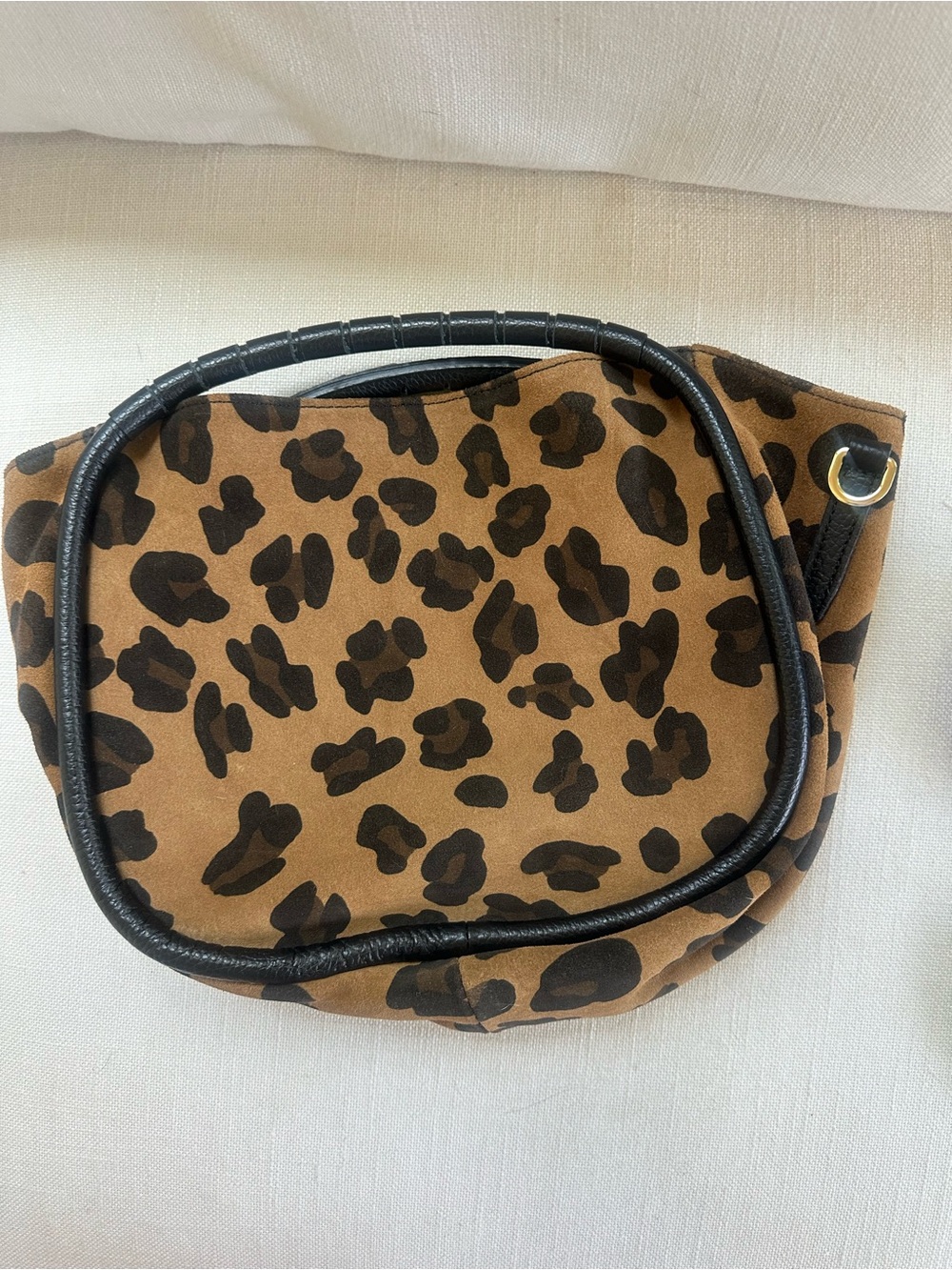Cheval Firenze Italy Leopard Suede Leather Satchel Crossbody Handbag - Picture 4 of 10
